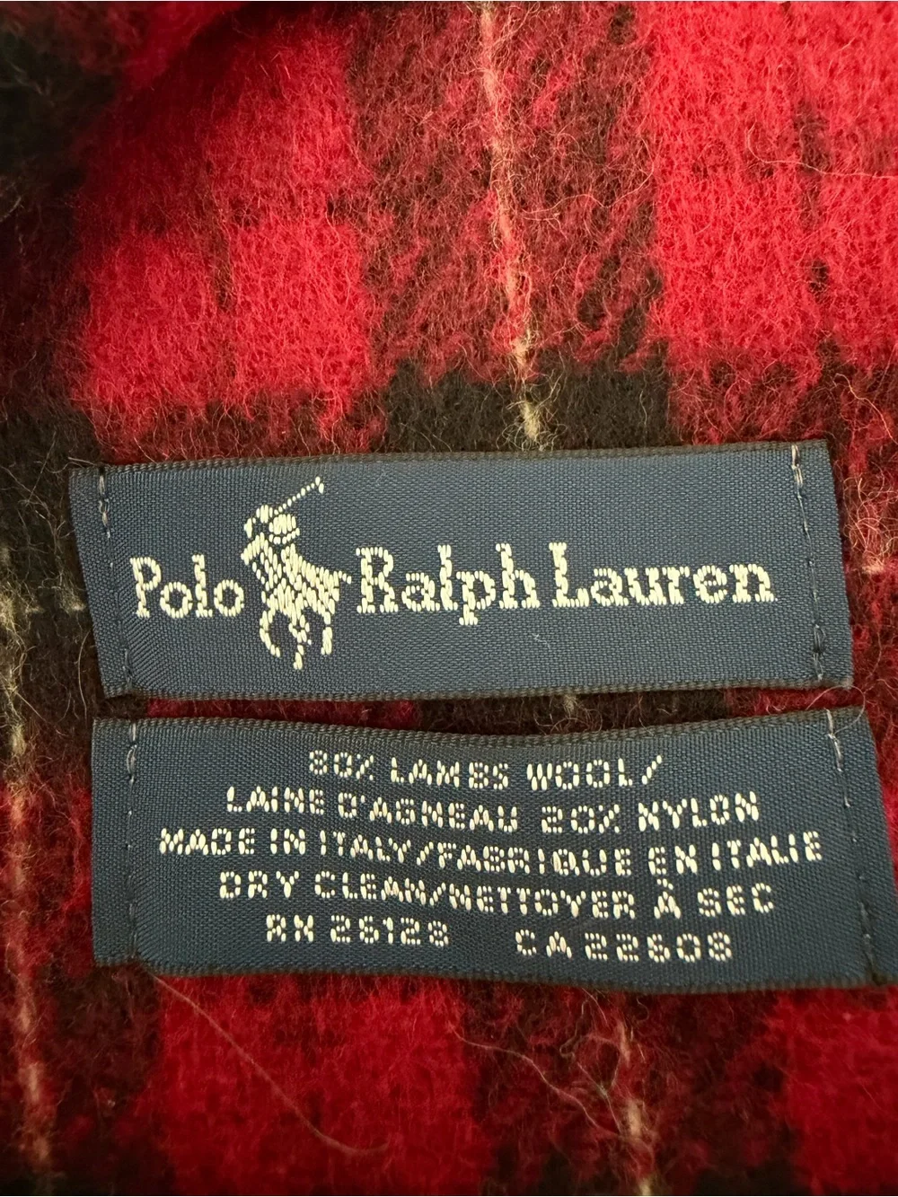 Polo Ralph Lauren Classic Plaid Wool Neck Wrap Scarf NWT
